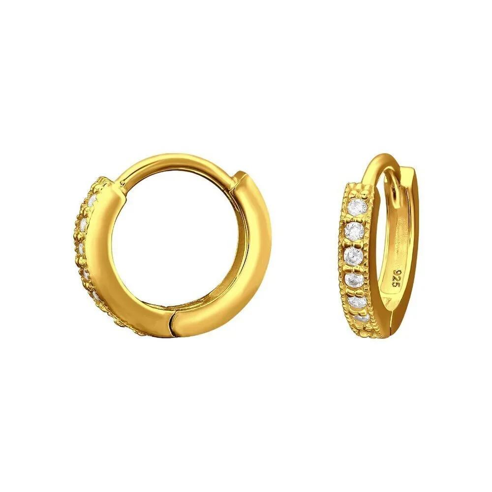 14K Gold Vermeil Huggie Hoop Earrings 12mm